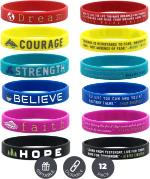 Inkstone Inspirational Quote Bracelets Dream Courage Strength Believe Faith Hope Silicone Rubber Wristbands