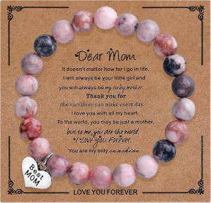iWenSheng Mothers Day Gifts for Mom/Stepmom from Daughter Son - Natural Stone Mother Bracelet for Birthday Christmas