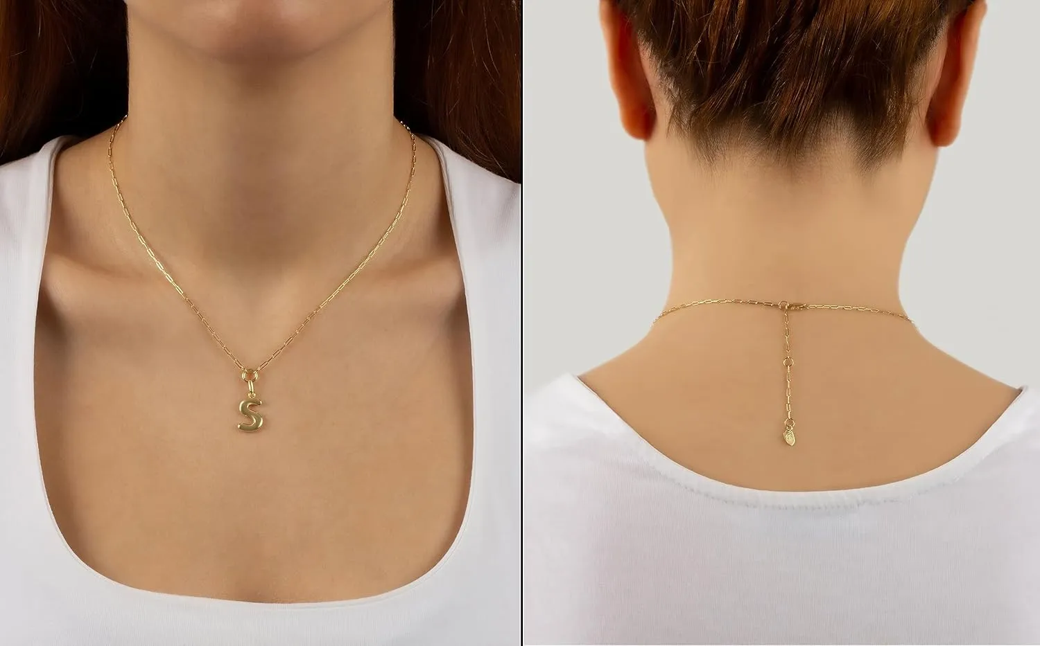 Jewelry Atelier Gold-Filled Initial Necklace for Women  Layered Initial Necklace with A-Z Pendant  14k Gold-Filled Paperclip Chain Cute Layered Gold Choker  Gold Jewelry for Women