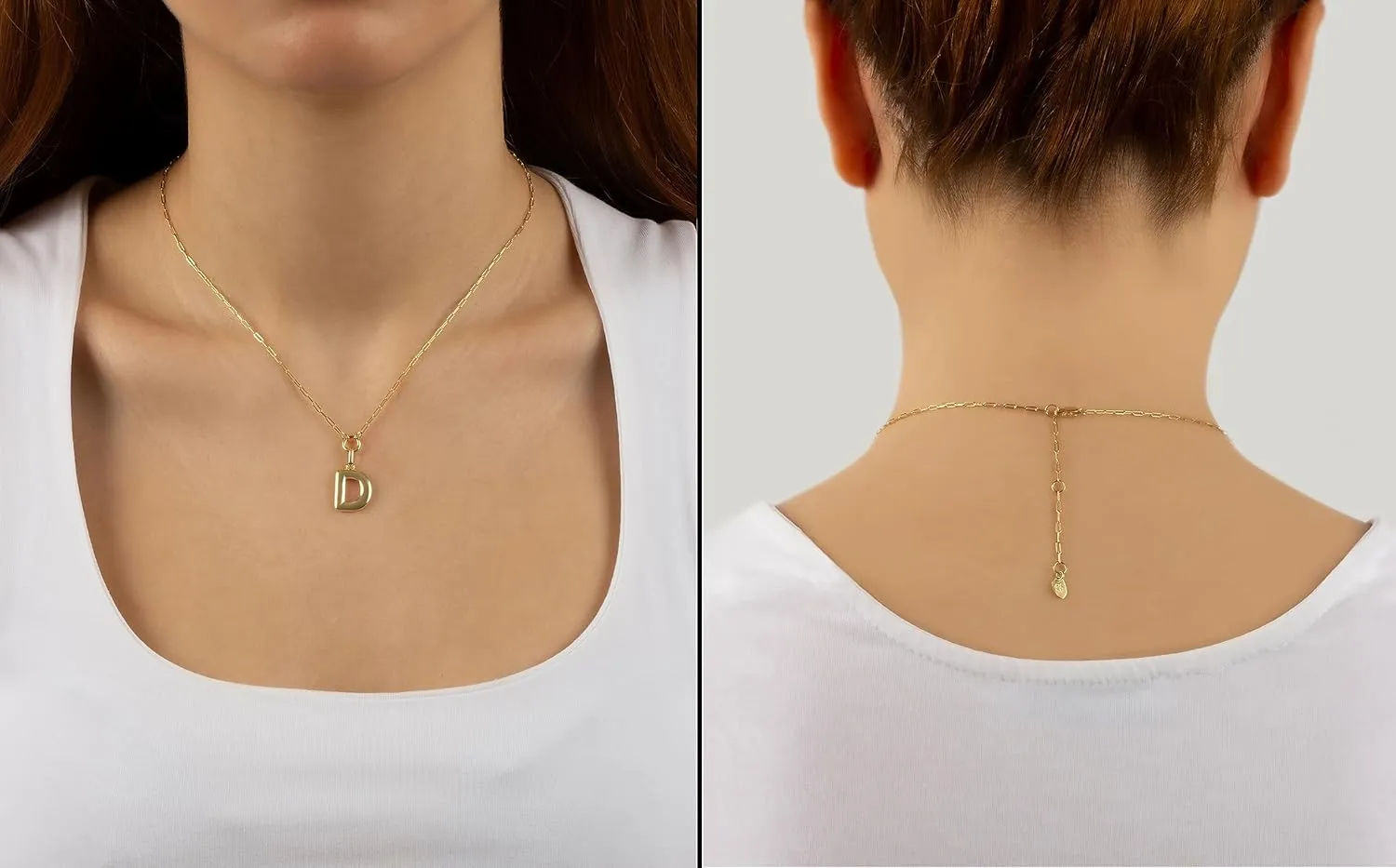 Jewelry Atelier Gold-Filled Initial Necklace for Women  Layered Initial Necklace with A-Z Pendant  14k Gold-Filled Paperclip Chain Cute Layered Gold Choker  Gold Jewelry for Women