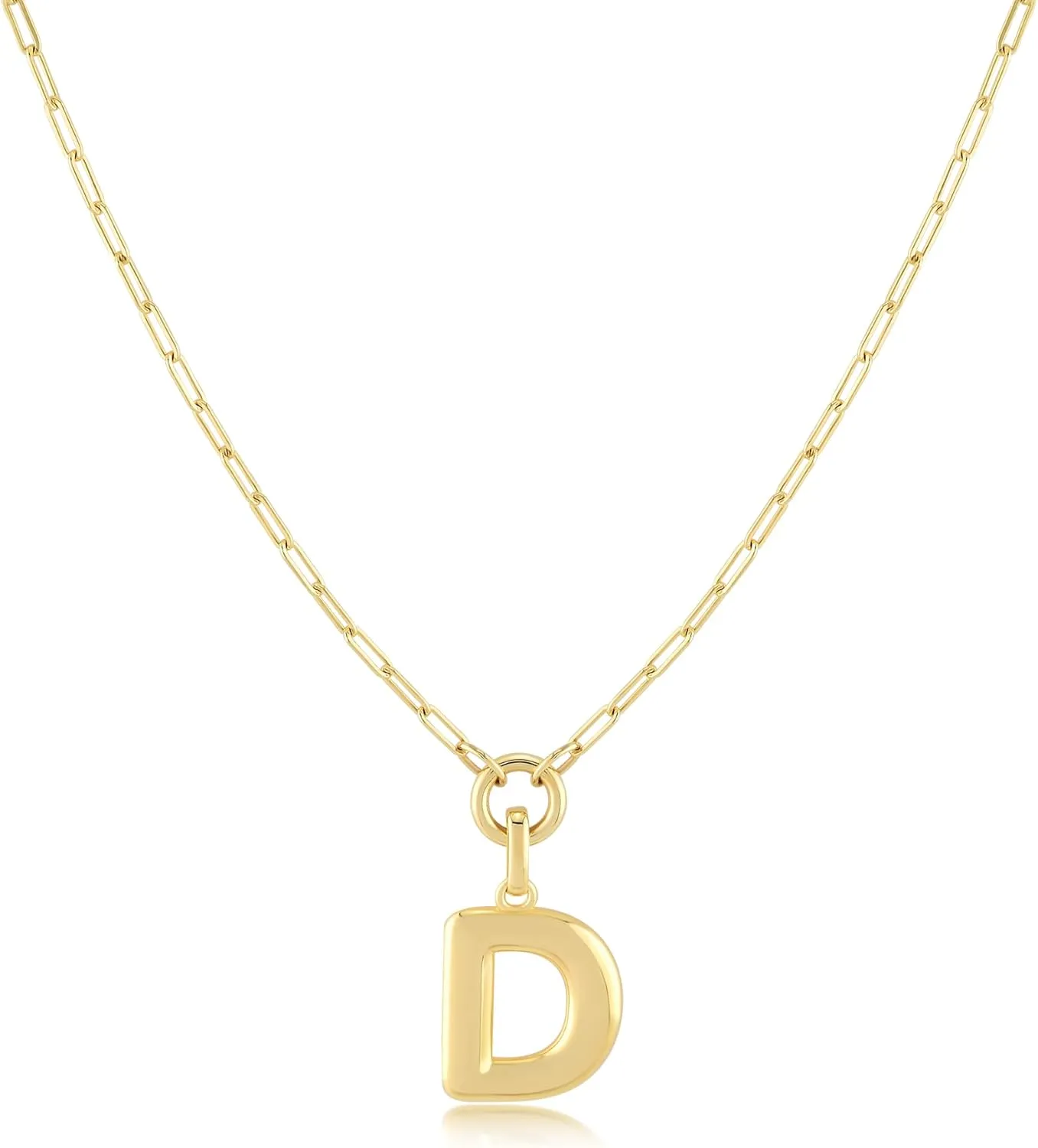 Jewelry Atelier Gold-Filled Initial Necklace for Women  Layered Initial Necklace with A-Z Pendant  14k Gold-Filled Paperclip Chain Cute Layered Gold Choker  Gold Jewelry for Women