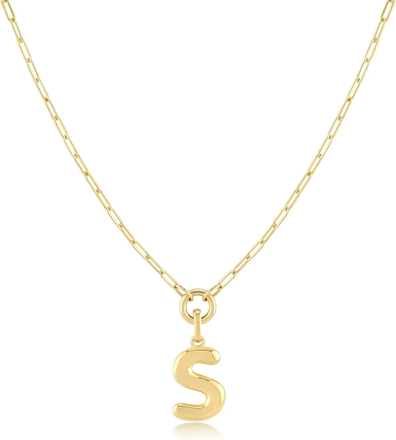 Jewelry Atelier Gold-Filled Initial Necklace for Women  Layered Initial Necklace with A-Z Pendant  14k Gold-Filled Paperclip Chain Cute Layered Gold Choker  Gold Jewelry for Women