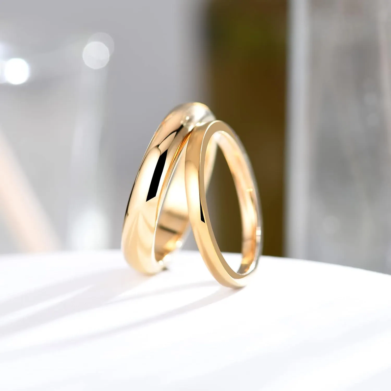 JINEAR 3mm Wedding Bands for Women Eternity Ring 18K Gold Plated Cubic Zirconia Engagement Rings Stackable Anniversary Promise Statement Ring Gift for Her Size 5 to 10