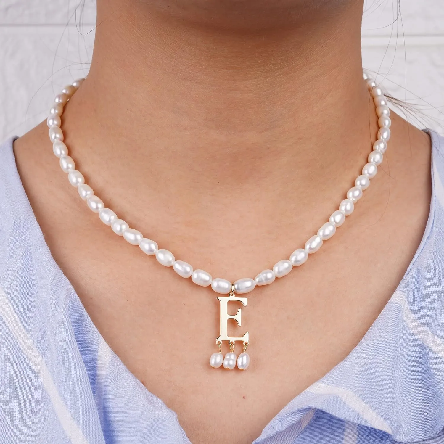 JSJOY Freshwater Pearl Necklace for Women 925 Sterling Silver Gold Initial A-Z Necklaces Anne Boleyn Necklaces Mother's Day Gifts Graduation Gifts 2025 Birthday Gifts for Her