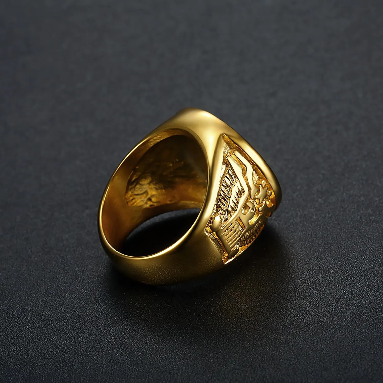 JWM Stainless Steel Ship Anchor Rings Golden Large Rings for Men Women Adults, Cocktail Party Rings, Delicate Packaging