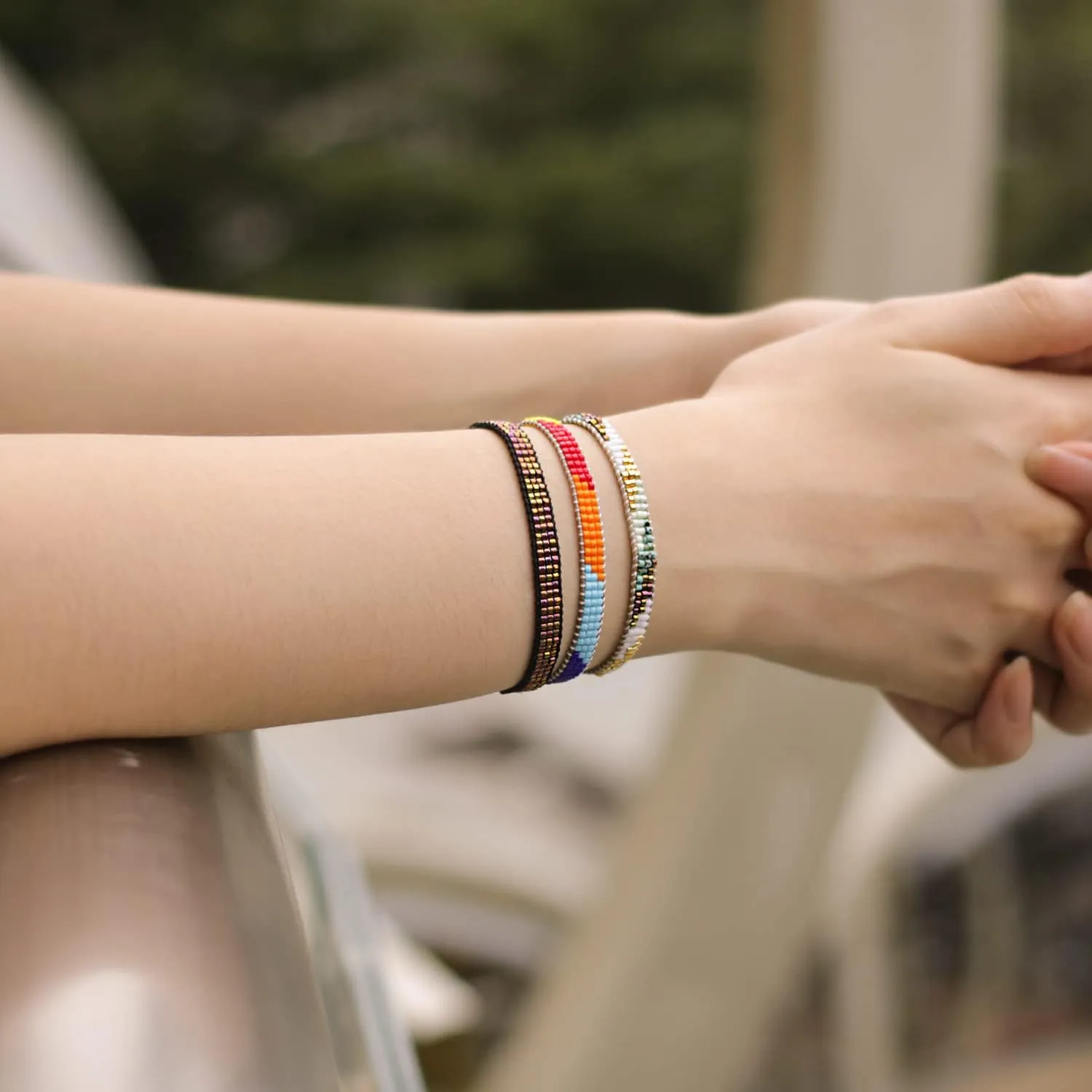 KELITCH Miyuki Seed Beaded Bracelets Bangle Handmade Friendship Braided Wrap Bracelet for Women Fashion Colorful Bracelets
