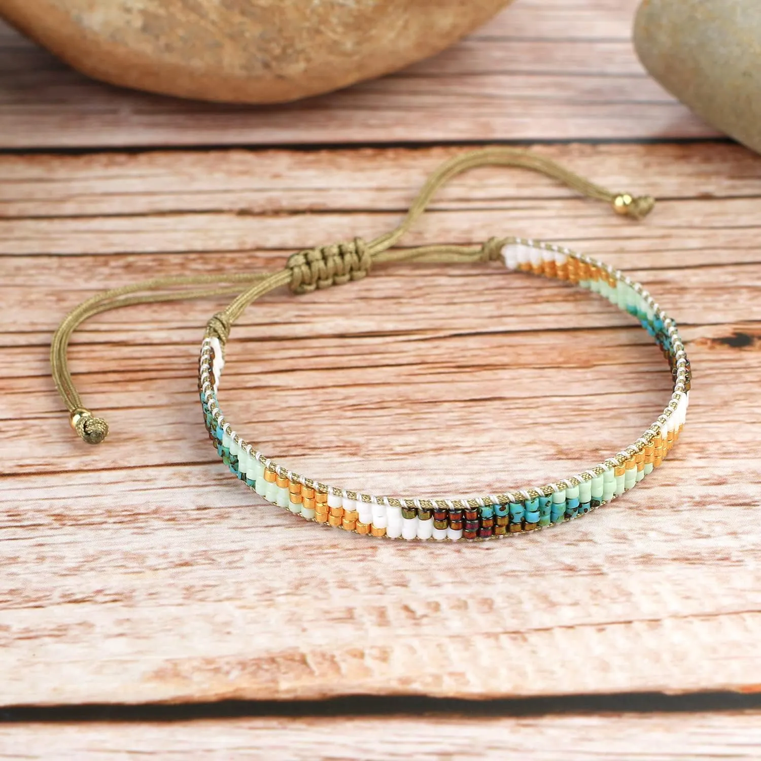 KELITCH Miyuki Seed Beaded Bracelets Bangle Handmade Friendship Braided Wrap Bracelet for Women Fashion Colorful Bracelets