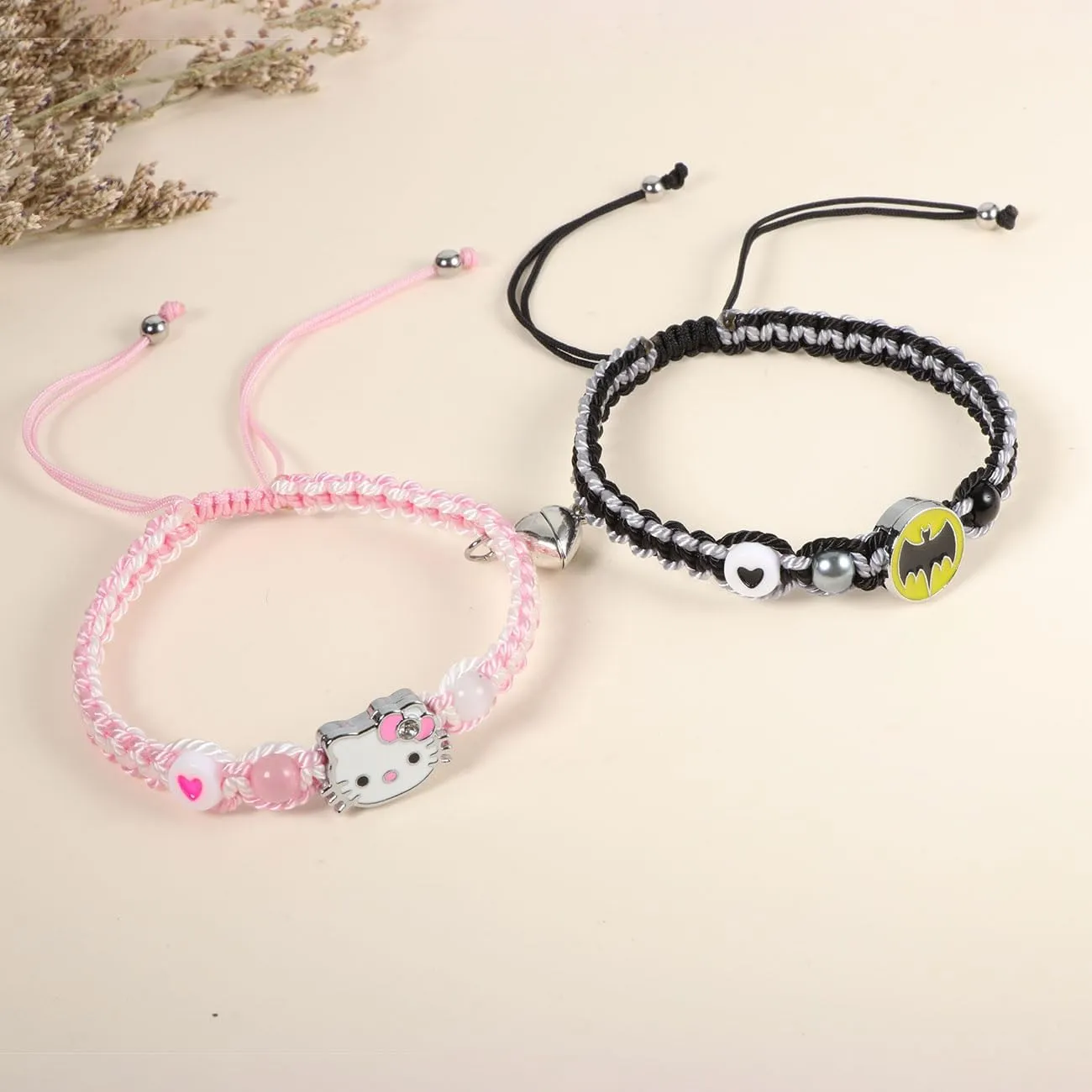 Kitty Spider Friendship Bracelet For Couples Best Friend Bff Family, Matching Heart Couples Bracelet Birthday Valentines Day Gifts To Daughter Sister Bestie Son Soulmate Friend