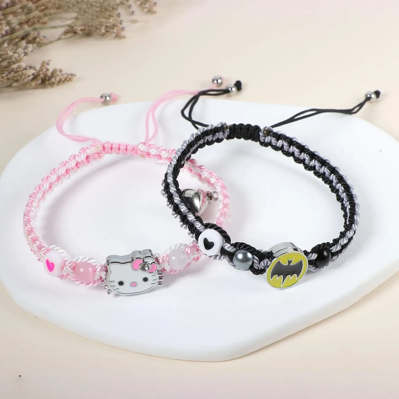 Kitty Spider Friendship Bracelet For Couples Best Friend Bff Family, Matching Heart Couples Bracelet Birthday Valentines Day Gifts To Daughter Sister Bestie Son Soulmate Friend