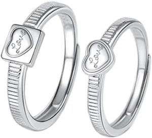 Kokoma Love Heart Matching Couples Rings for His and Hers Sterling Silver 925 Wedding Bands Set Eternity Promise Engagement Ring Couple Rings Minimalist Jewelry