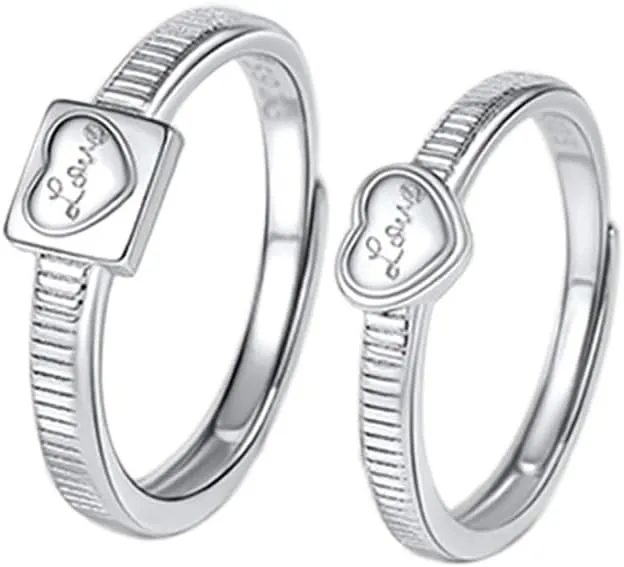 Kokoma Love Heart Matching Couples Rings for His and Hers Sterling Silver 925 Wedding Bands Set Eternity Promise Engagement Ring Couple Rings Minimalist Jewelry