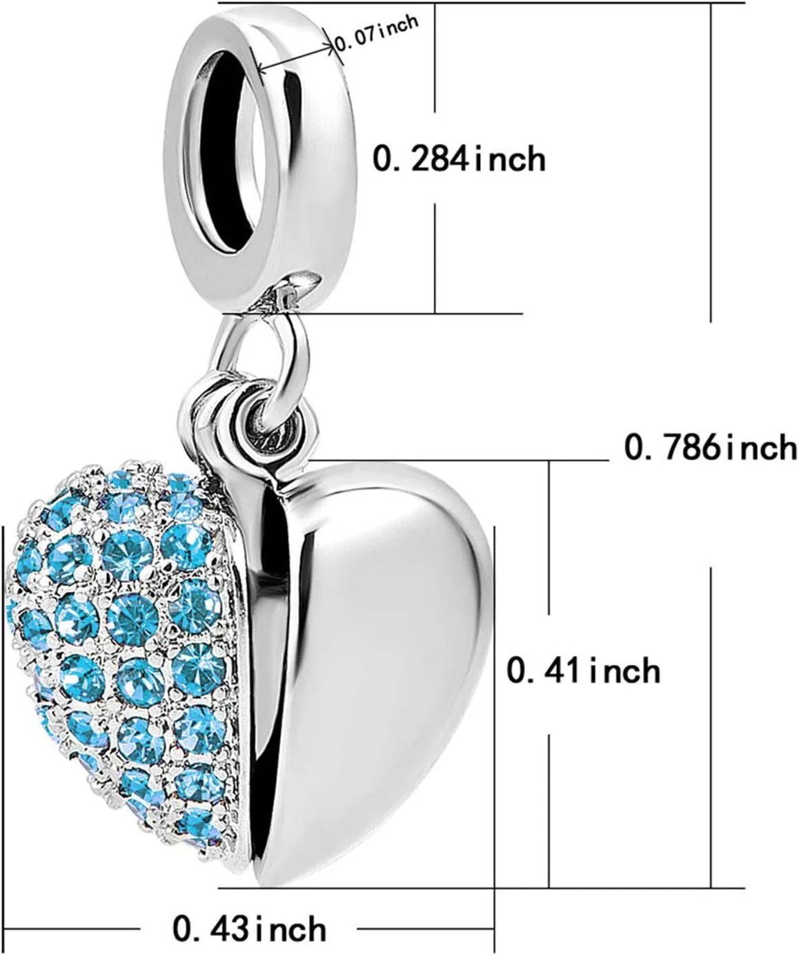 KunBead Sister I Love You Heart Birthstone Dangle Charms for Bracelets Necklace Birthday Gift for Women