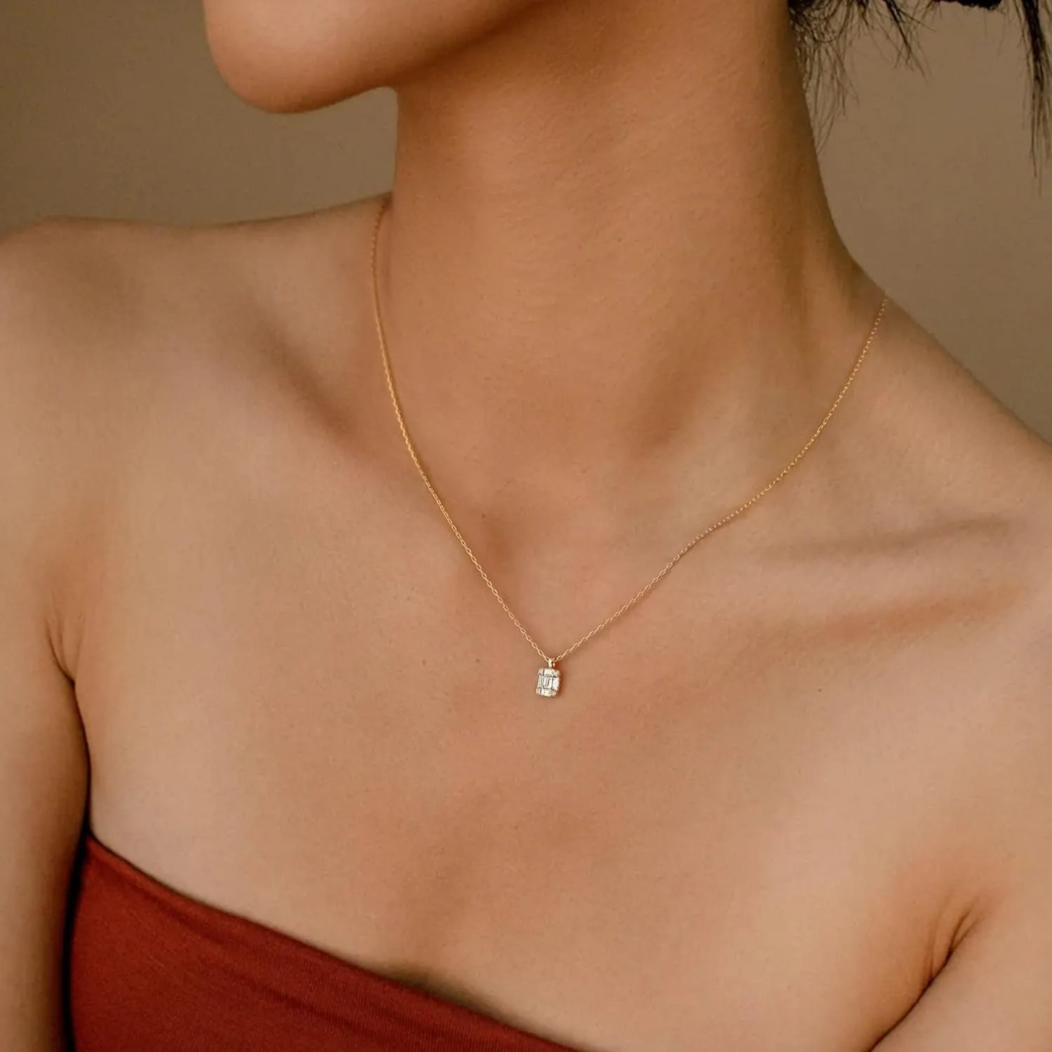 Kyerlyn Diamond Necklaces for Women,Dainty Gold Necklace 14k Gold Plated Minimalist CZ Necklace Simple Diamond Choker Necklaces for Women Trendy Jewelry Gifts for Women