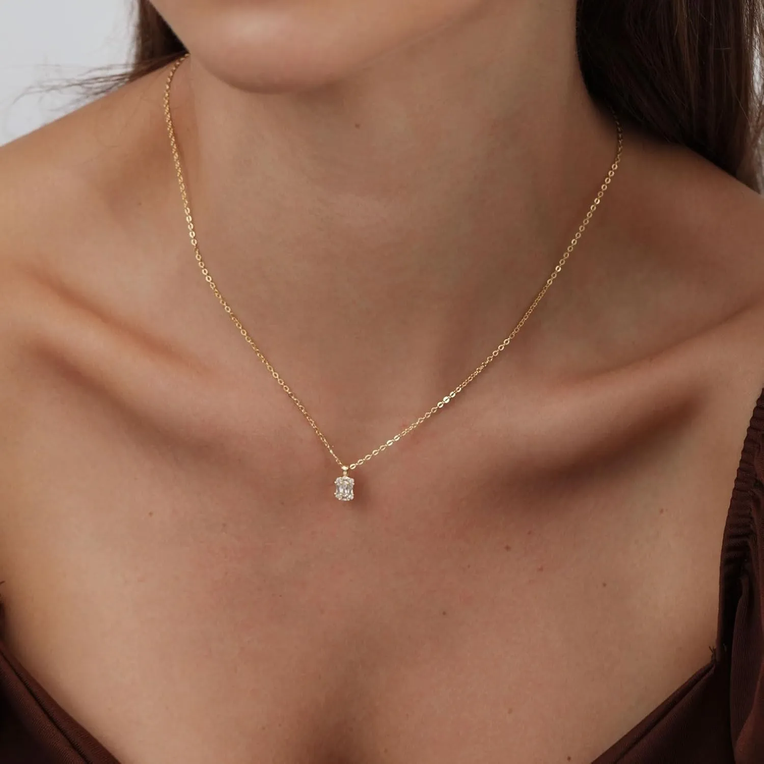Kyerlyn Diamond Necklaces for Women,Dainty Gold Necklace 14k Gold Plated Minimalist CZ Necklace Simple Diamond Choker Necklaces for Women Trendy Jewelry Gifts for Women