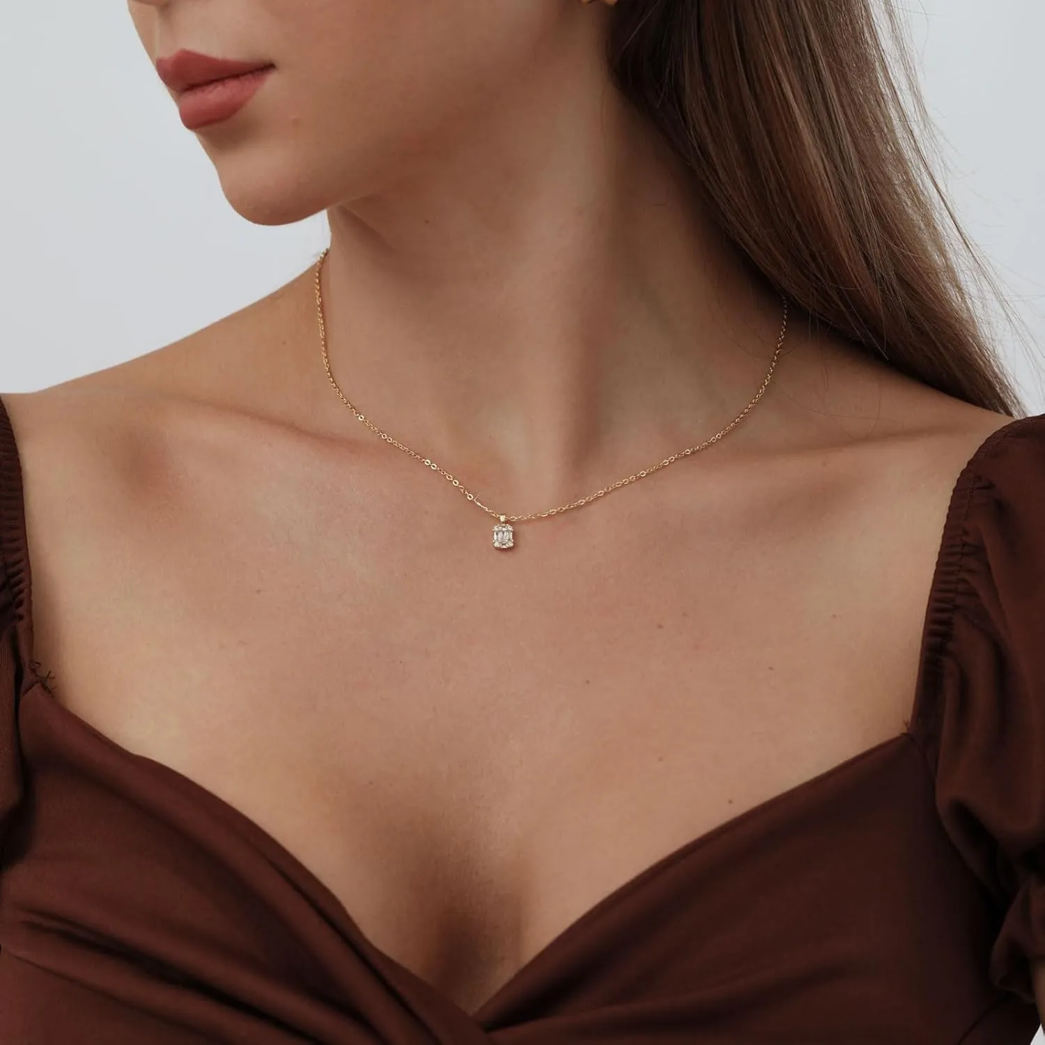 Kyerlyn Diamond Necklaces for Women,Dainty Gold Necklace 14k Gold Plated Minimalist CZ Necklace Simple Diamond Choker Necklaces for Women Trendy Jewelry Gifts for Women