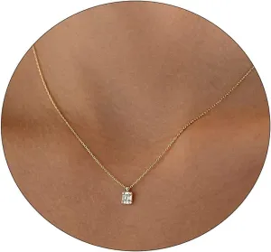 Kyerlyn Diamond Necklaces for Women,Dainty Gold Necklace 14k Gold Plated Minimalist CZ Necklace Simple Diamond Choker Necklaces for Women Trendy Jewelry Gifts for Women