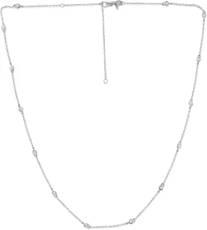 La Joya 1/2-2 CT. TW. Diamond Station Layering Necklaces | 925 Sterling Silver | 36 & 20 Inch Women's Gorgeous Diamond Jewelry