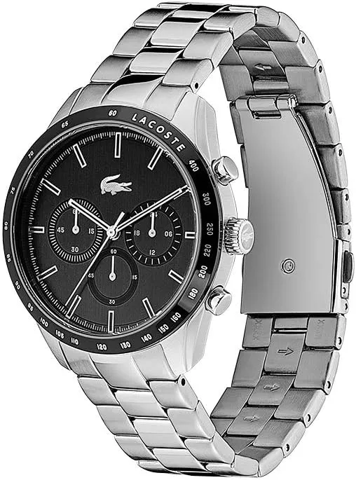 Lacoste Boston Men's Chronograph Watch - Classic Stainless Steel - Tachymeter - Water Resistant up to 5ATM/50 Meters - Modern Design for Him - 42mm