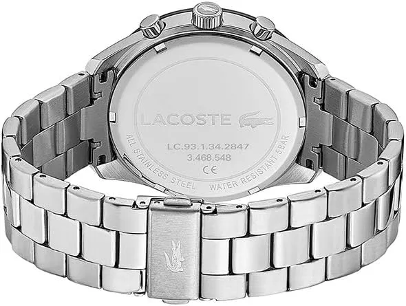 Lacoste Boston Men's Chronograph Watch - Classic Stainless Steel - Tachymeter - Water Resistant up to 5ATM/50 Meters - Modern Design for Him - 42mm