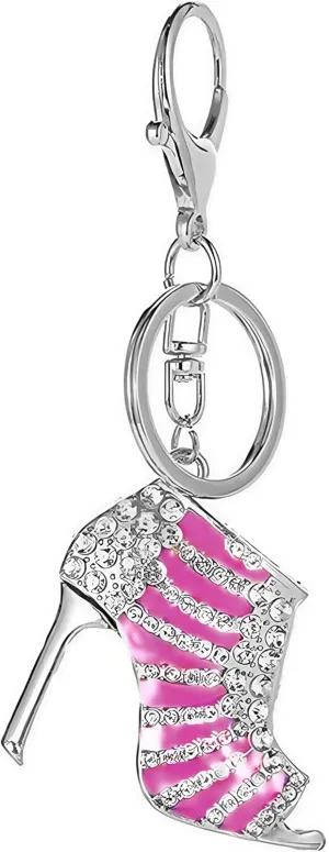 Lady Gift Rhinestone Stiletto High Heel Shoe Crystal Enamel Keychain Multicolor Enamel Keychain (pink)