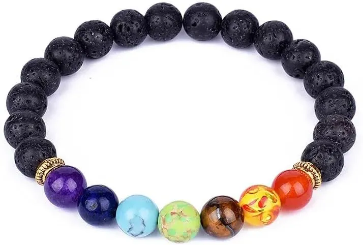 Lava 7 Bracelets & Bangles Balance Beads Buddha Prayer Elastic Bracelet Men Natural Stone Jewelry Gifts pulseira