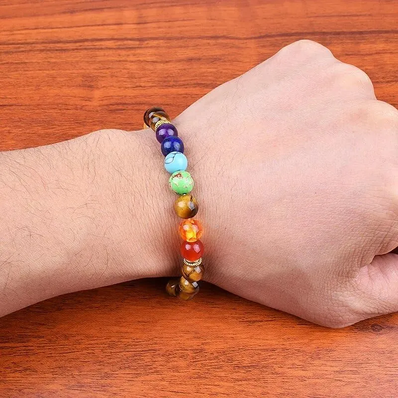 Lava 7 Bracelets & Bangles Balance Beads Buddha Prayer Elastic Bracelet Men Natural Stone Jewelry Gifts pulseira