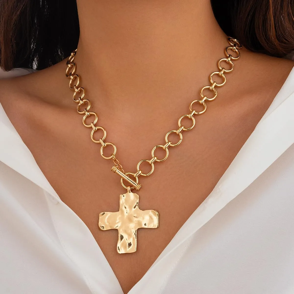 Layered Gold Necklaces for Women Chunky Gold Pirate Necklace Punk 80s 90s Necklace Paperclip Link Chain Choker Necklaces Necklace Dainty Cuban Stacking Coin Pendant Necklace Gold Pirate Jewelry