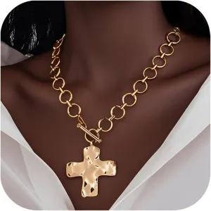 Layered Gold Necklaces for Women Chunky Gold Pirate Necklace Punk 80s 90s Necklace Paperclip Link Chain Choker Necklaces Necklace Dainty Cuban Stacking Coin Pendant Necklace Gold Pirate Jewelry