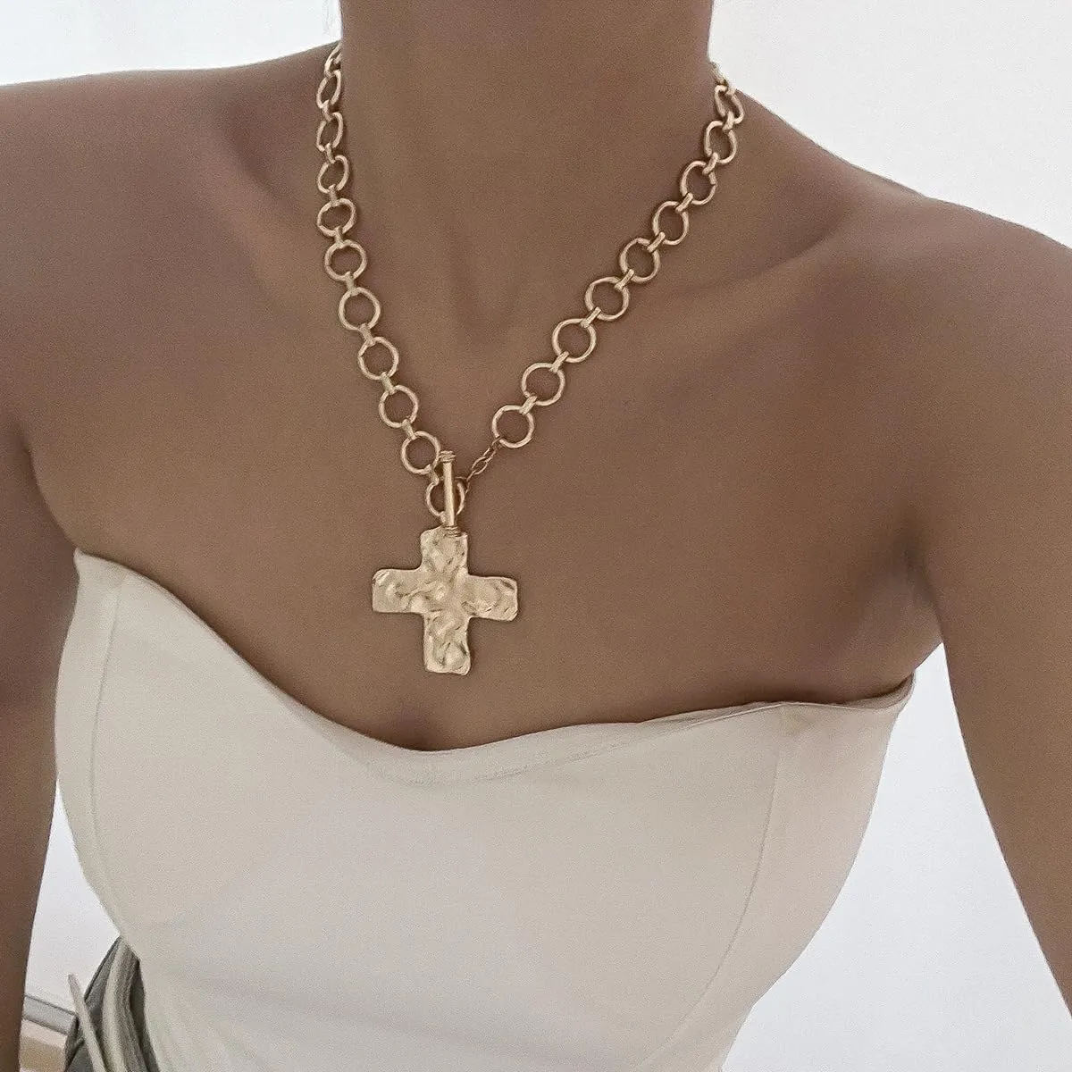 Layered Gold Necklaces for Women Chunky Gold Pirate Necklace Punk 80s 90s Necklace Paperclip Link Chain Choker Necklaces Necklace Dainty Cuban Stacking Coin Pendant Necklace Gold Pirate Jewelry