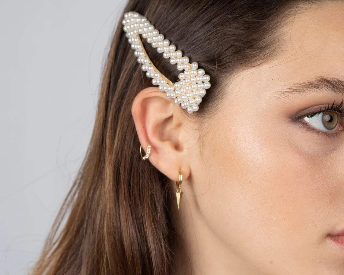 Ldurian Spike Earrings for Women - 14K Gold-Plated Huggie with CZ, Cross Starfish, Lock Drop Earring for Women
