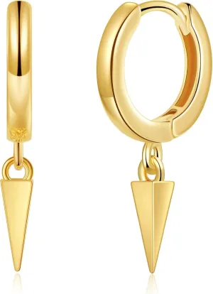 Ldurian Spike Earrings for Women - 14K Gold-Plated Huggie with CZ, Cross Starfish, Lock Drop Earring for Women