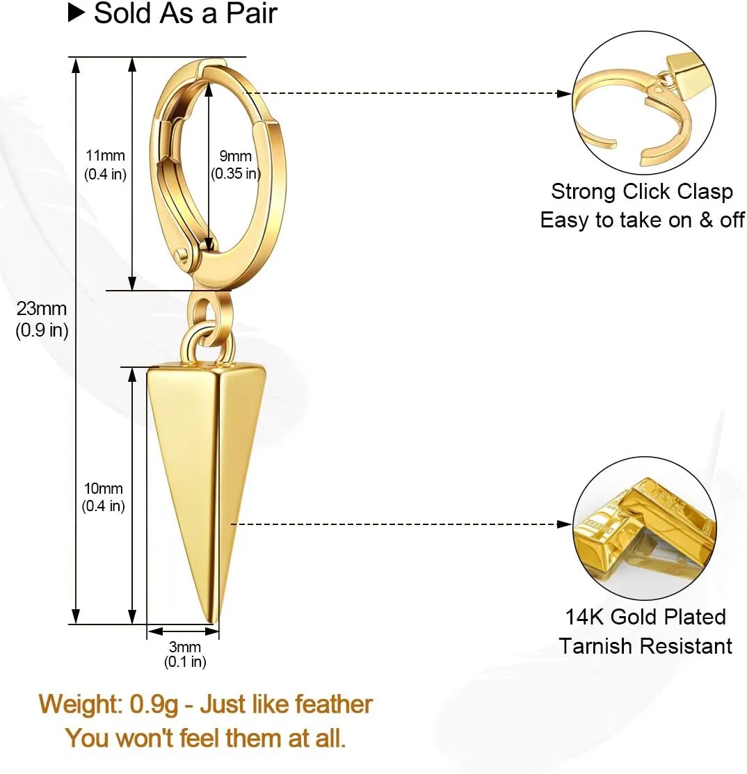 Ldurian Spike Earrings for Women - 14K Gold-Plated Huggie with CZ, Cross Starfish, Lock Drop Earring for Women