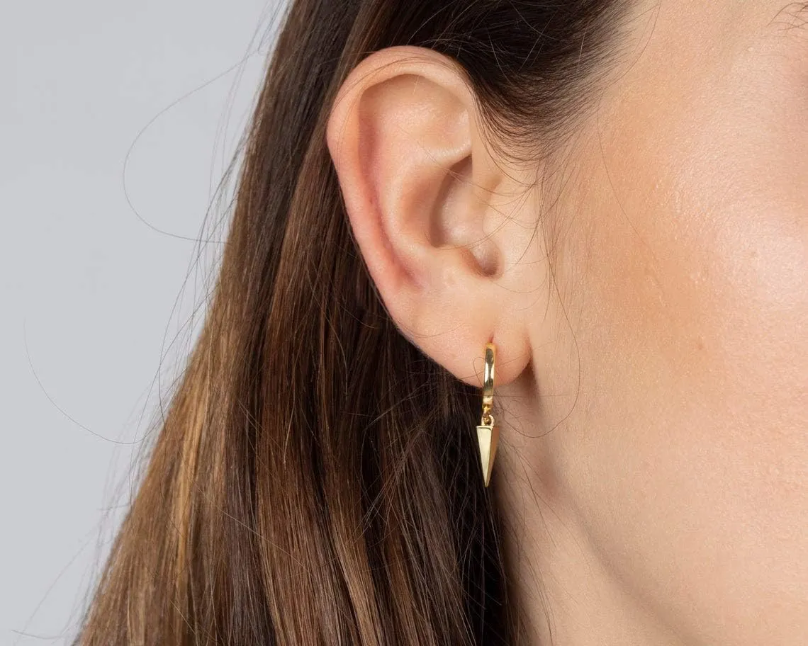 Ldurian Spike Earrings for Women - 14K Gold-Plated Huggie with CZ, Cross Starfish, Lock Drop Earring for Women