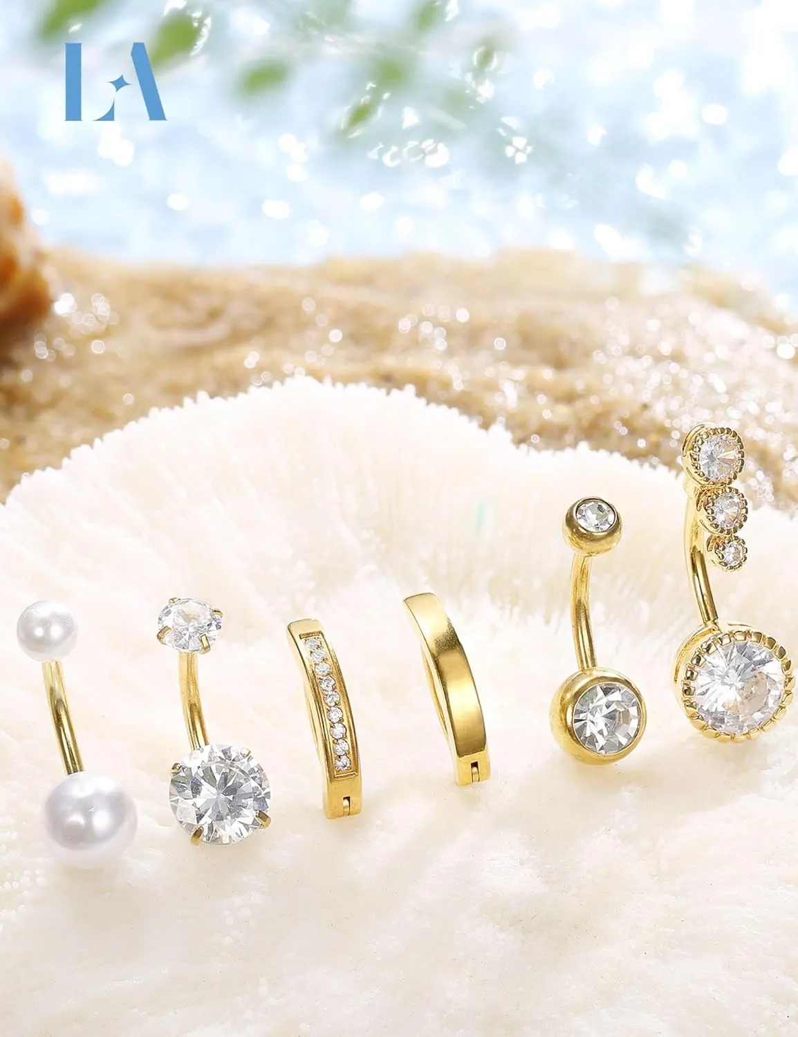 LOLIAS Silver/Gold Plated Belly Button Rings Surgical Stainless Steel Belly Rings CZ Clicker Belly Button Piercings for Women Navel Piercings Pack,Silver/Gold