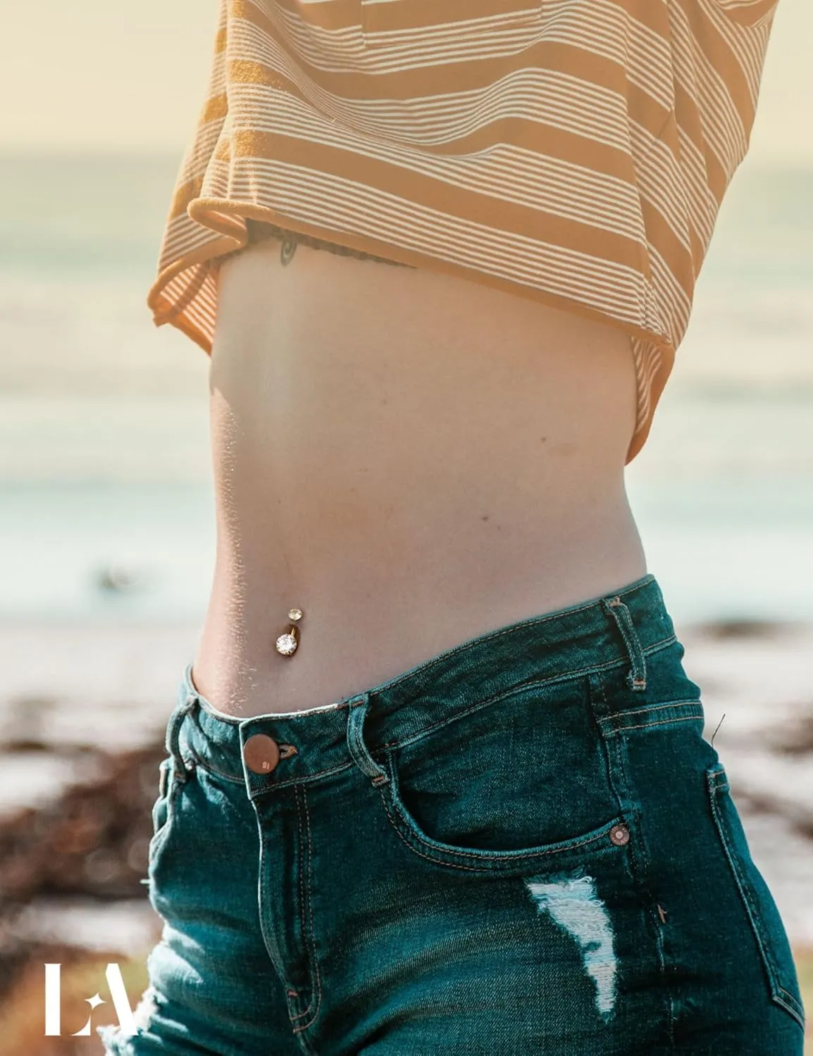 LOLIAS Silver/Gold Plated Belly Button Rings Surgical Stainless Steel Belly Rings CZ Clicker Belly Button Piercings for Women Navel Piercings Pack,Silver/Gold