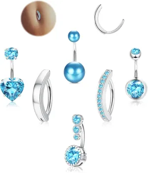 LOLIAS Silver/Gold Plated Belly Button Rings Surgical Stainless Steel Belly Rings CZ Clicker Belly Button Piercings for Women Navel Piercings Pack,Silver/Gold