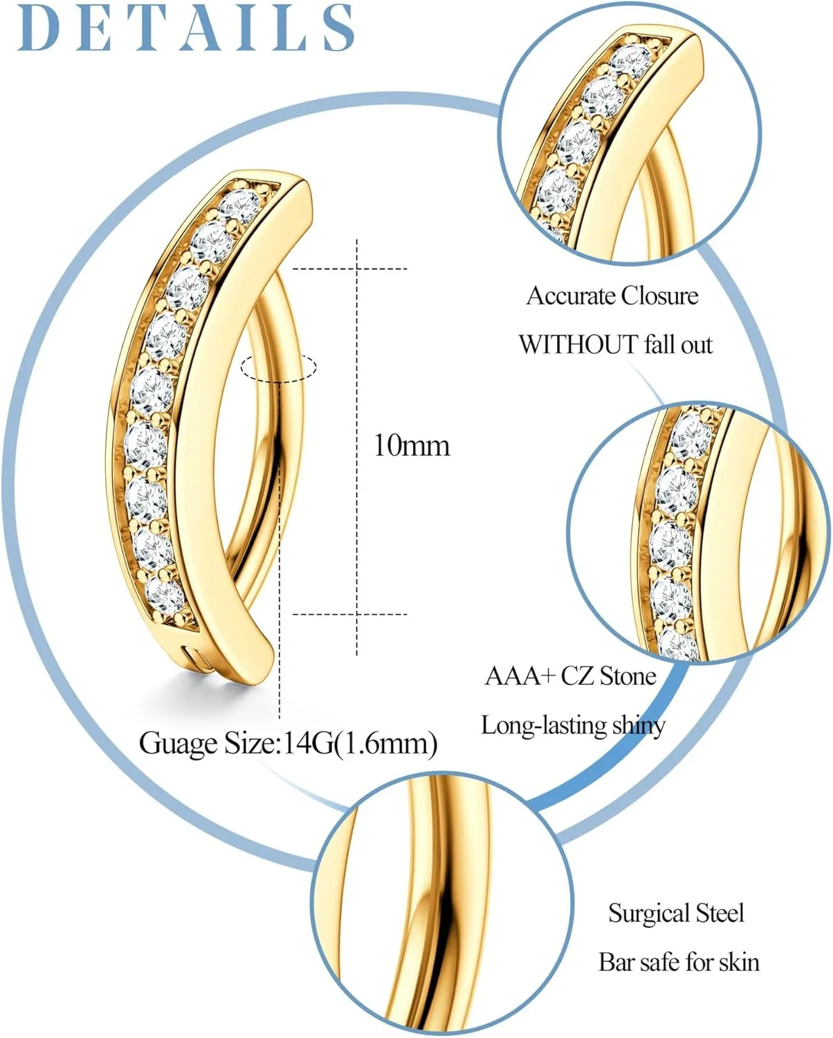 LOLIAS Silver/Gold Plated Belly Button Rings Surgical Stainless Steel Belly Rings CZ Clicker Belly Button Piercings for Women Navel Piercings Pack,Silver/Gold