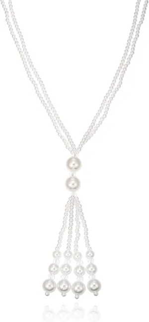 Long Pearl Necklace for Women Layered Faux Pearls Necklace Beaded Long Pearls Necklace 1920s Gatsby Costume Jewelry
