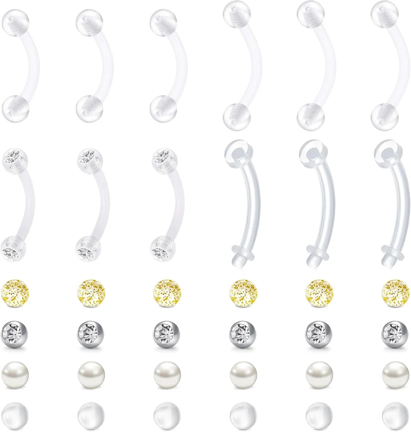 Longita Clear Belly Button Rings Plastic Belly Button Rings Plastic Belly Rings for Sports Surgery
