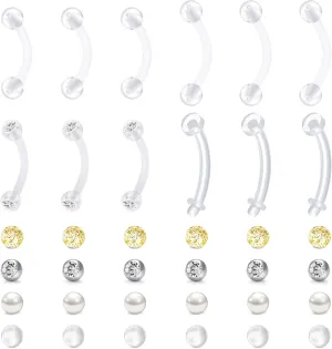Longita Clear Belly Button Rings Plastic Belly Button Rings Plastic Belly Rings for Sports Surgery