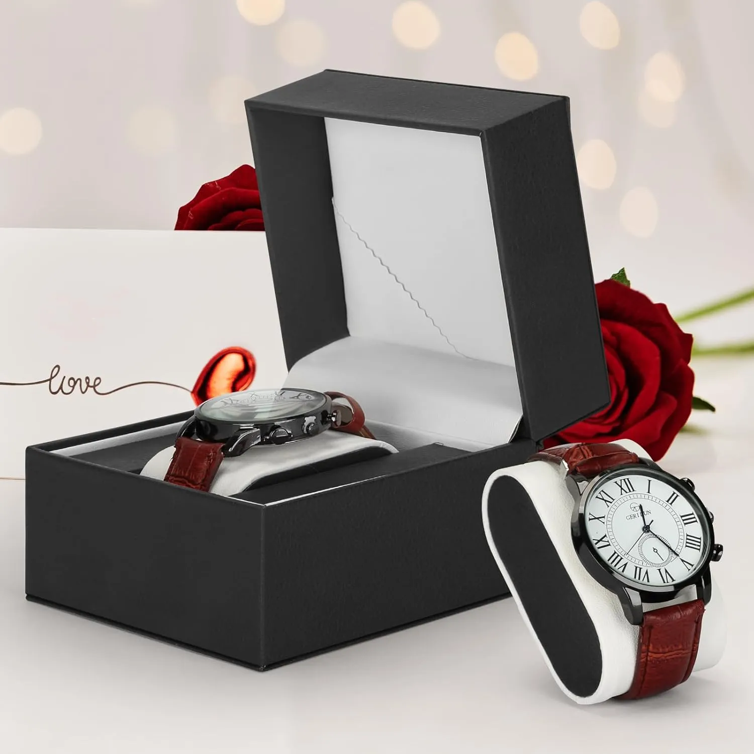 Luxury Single Watch Gift Box for Men Women, Single Watch Bracelet Bangle Jewelry Holder Storage Box Display Case Organizer (Black Style 1)