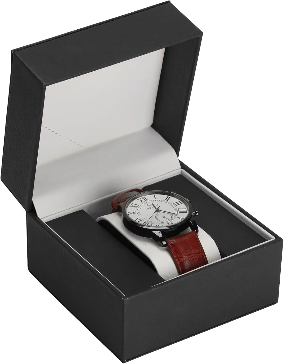 Luxury Single Watch Gift Box for Men Women, Single Watch Bracelet Bangle Jewelry Holder Storage Box Display Case Organizer (Black Style 1)