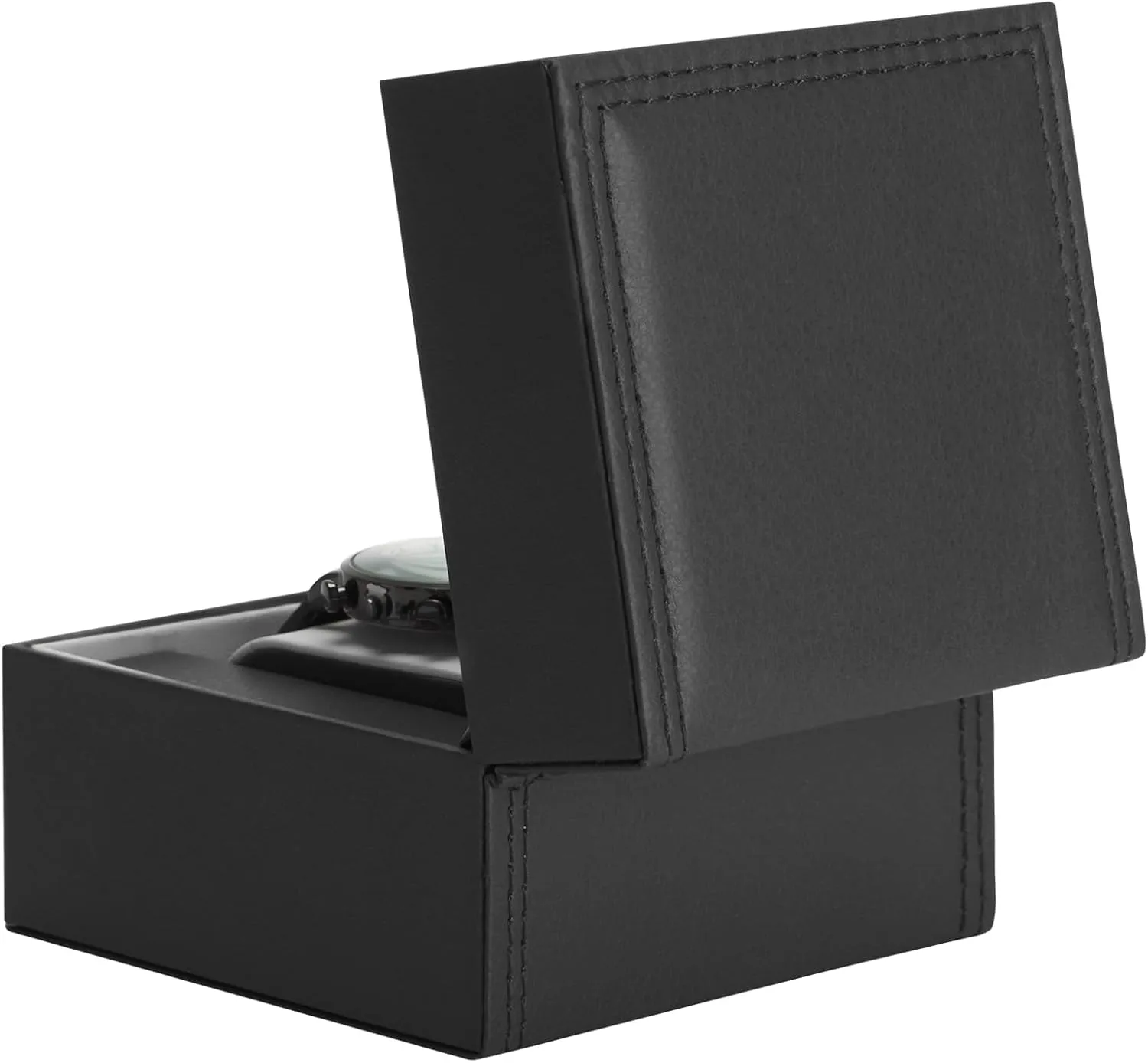 Luxury Single Watch Gift Box for Men Women, Single Watch Bracelet Bangle Jewelry Holder Storage Box Display Case Organizer (Black Style 1)