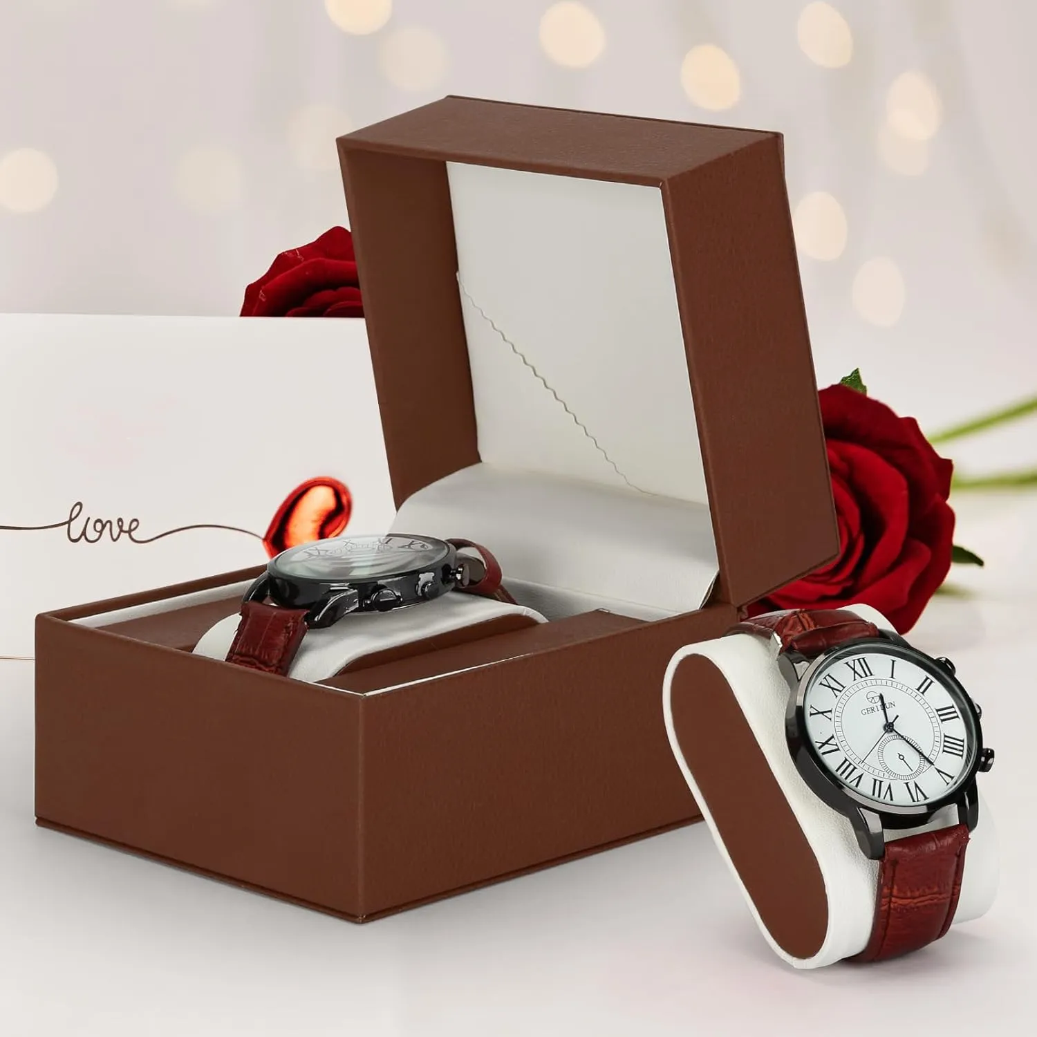 Luxury Single Watch Gift Box for Men Women, Single Watch Bracelet Bangle Jewelry Holder Storage Box Display Case Organizer (Coffee Style 1)