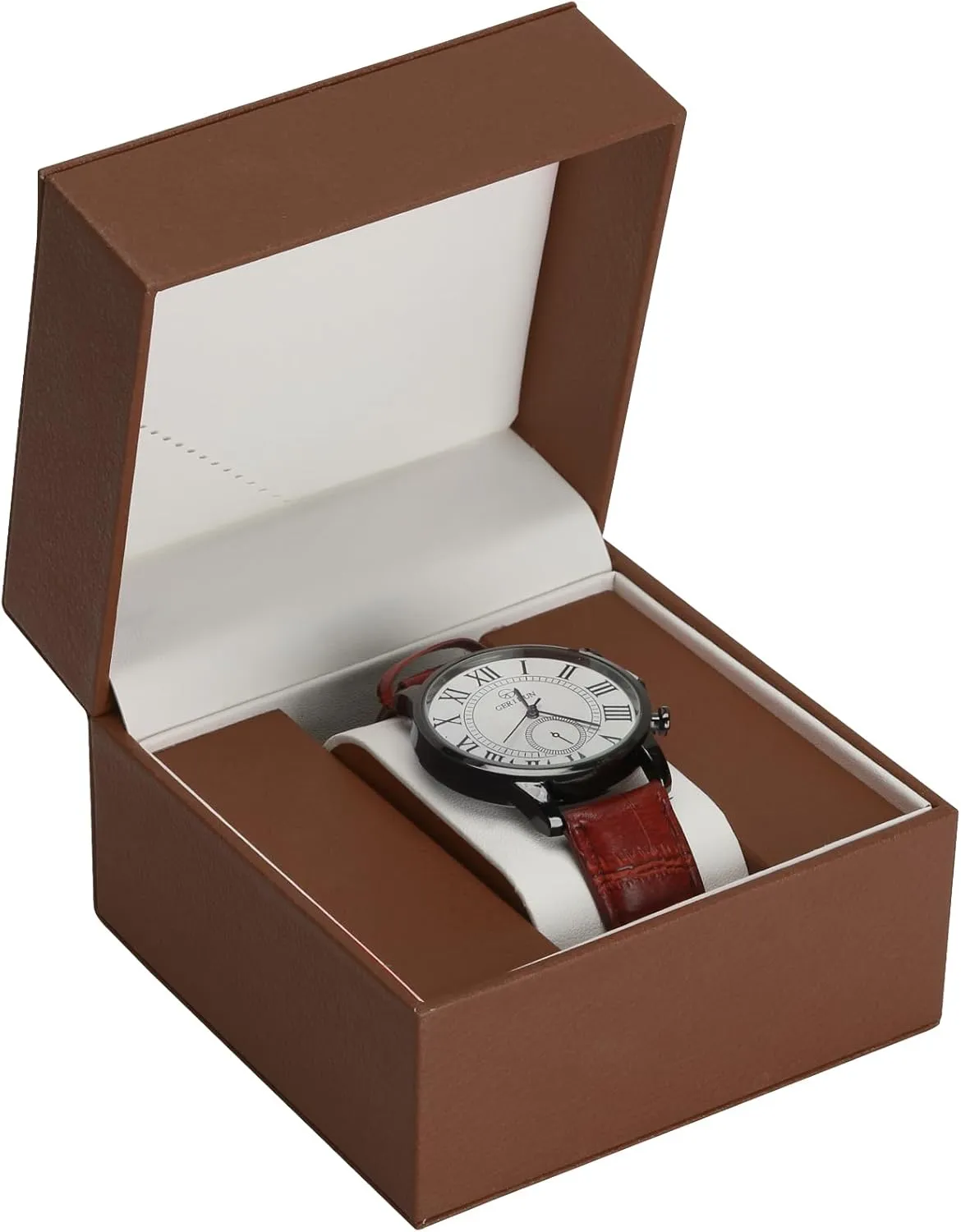 Luxury Single Watch Gift Box for Men Women, Single Watch Bracelet Bangle Jewelry Holder Storage Box Display Case Organizer (Coffee Style 1)