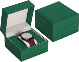 Luxury Single Watch Gift Box for Men Women, Single Watch Bracelet Bangle Jewelry Holder Storage Box Display Case Organizer (Green Style 1)
