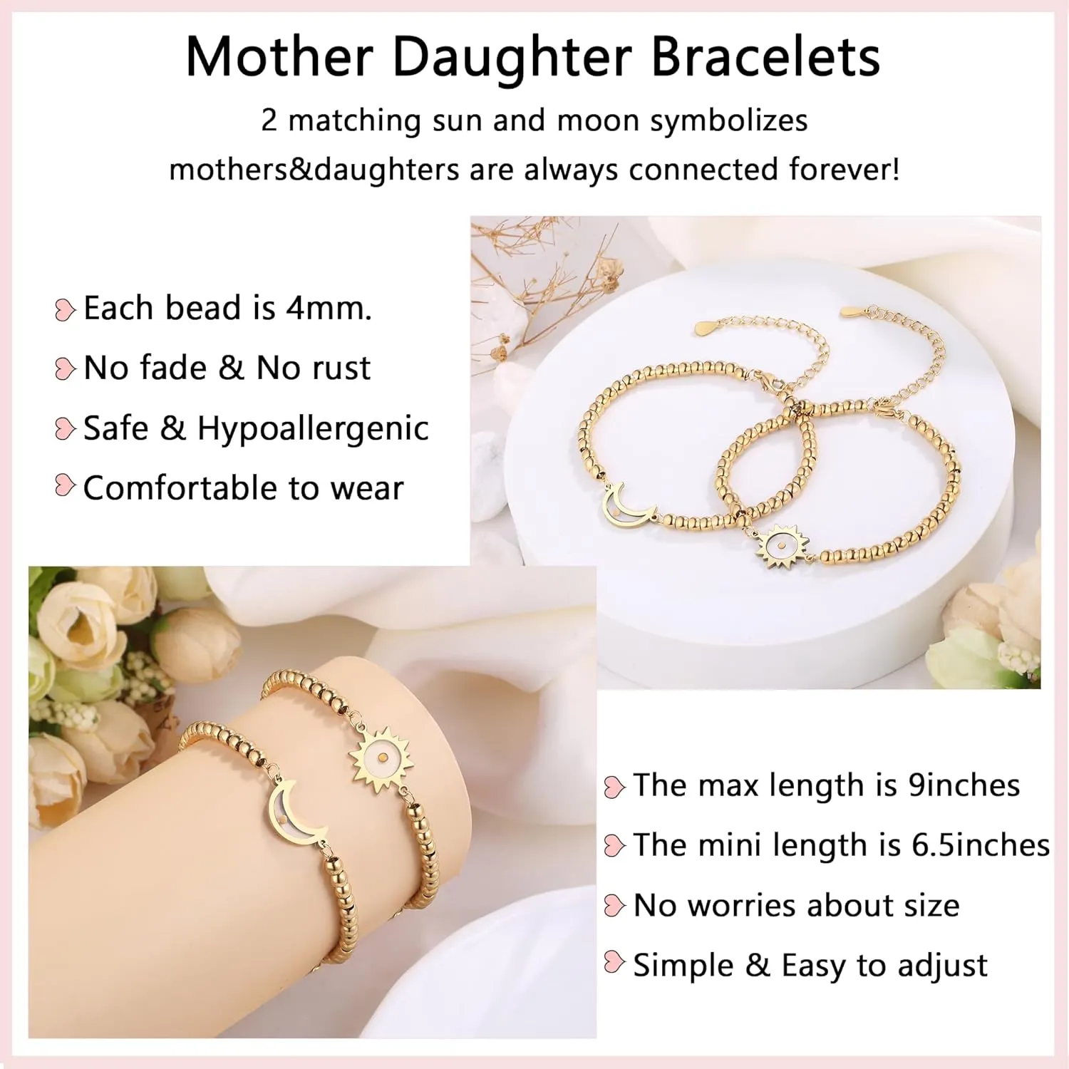 Matching Mother Daughter Bracelets for 2 Daughter and Mother Jewelry for Daughter Gifts From Mom, Inspirational Jewelry for Daughter Mother Gift