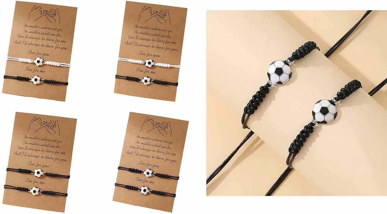 Matching Soccer Bracelets for Best Friend Couples Birthday Gifts Adjustable Braided Friendship Accessories for Him and H