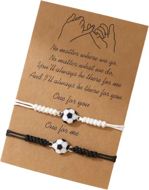 Matching Soccer Bracelets for Best Friend Couples Birthday Gifts Adjustable Braided Friendship Accessories for Him and H