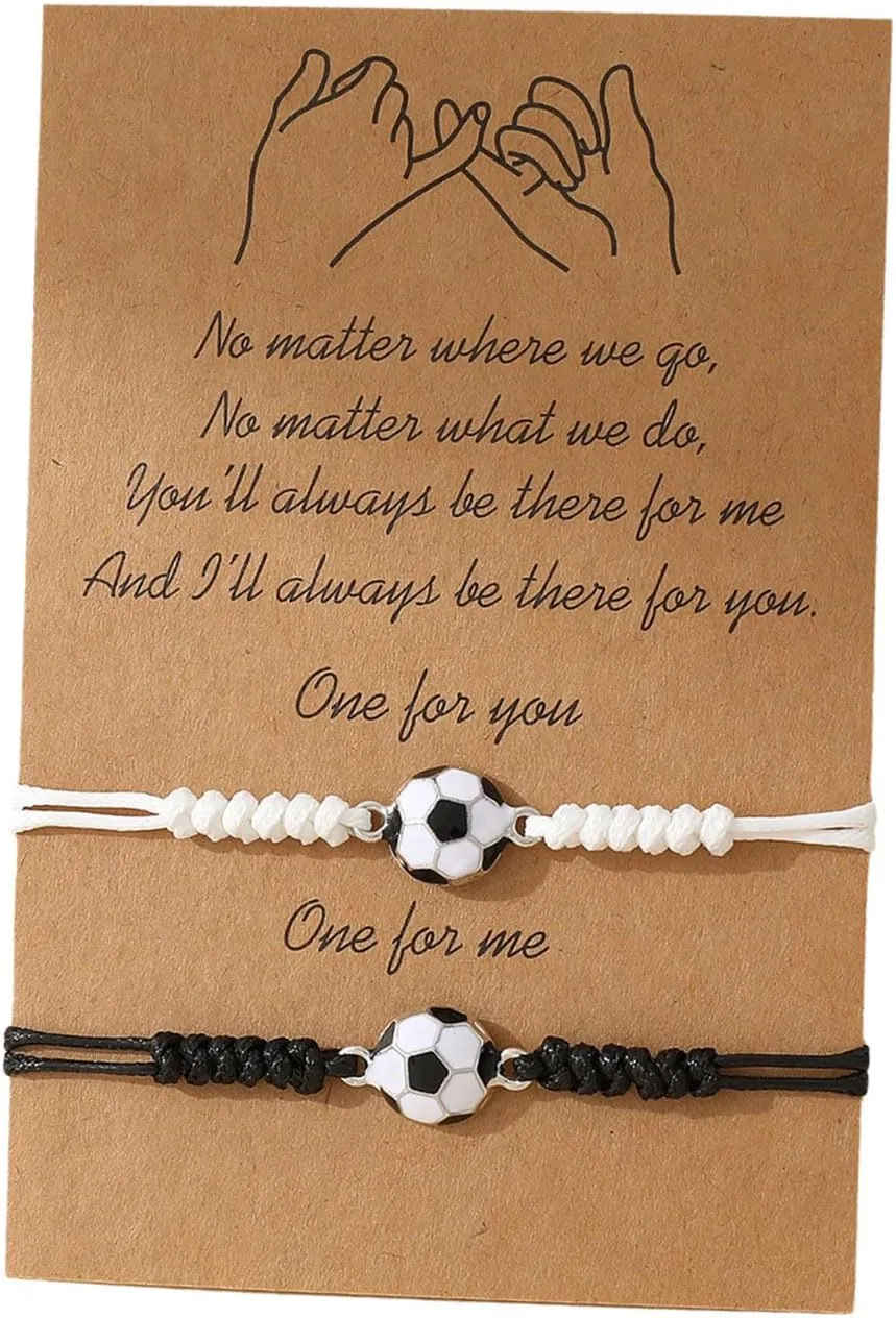 Matching Soccer Bracelets for Best Friend Couples Birthday Gifts Adjustable Braided Friendship Accessories for Him and H
